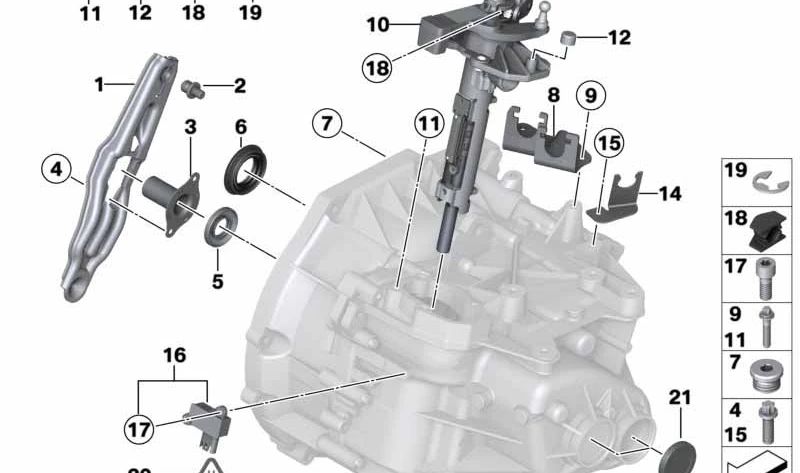Soporte conducto del embrague OEM 21526770599 para MINI R56, R55, R57, R58, R59, R60, R61... y más. Original MINI.