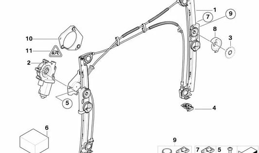 Apoyo cristal lateral OEM 51337141489 para MINI R50, R53, Cabrio R52. Original MINI.