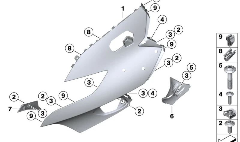 Parte superior revestimiento derecho OEM 46631540838 para motos BMW K1600 GTL, K1600 Bagger. Original BMW Motorrad.