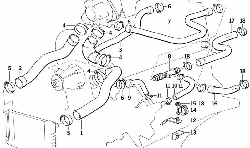 Manguera de refrigerante OEM 11532241080 para BMW E30. Original BMW.