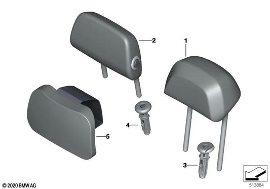 Rear outer headrest for BMW G01, G01N, G08 (OEM 52205A1C225). Original BMW