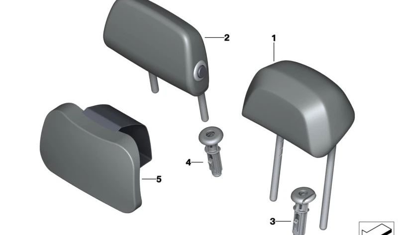 Guía central para reposacabezas trasero OEM 52207492511 para BMW X3 G08, G08E, G08F, G08N. Original BMW.