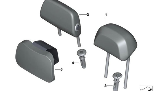 Poggiatesta in pelle OEM 52208073429 in nero/blu per BMW X3 G01 e X4 G02. Compatibile con tutti i modelli BMW G01 e G02 M40D dal 2018 al 2024. BMW originale.