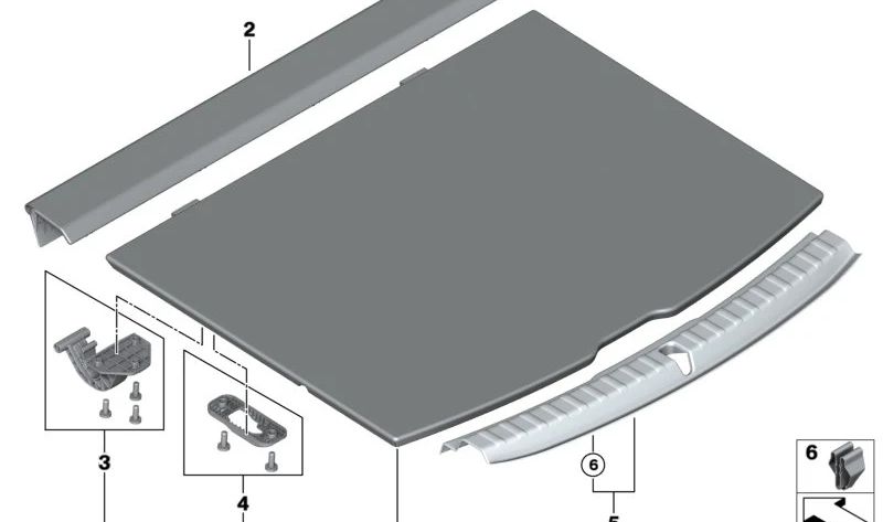 Cubierta de separación maletero OEM 51477952299 para BMW U06 (Serie 2 Active Tourer), U11 (X1) y MINI U25 (Countryman). Original BMW y MINI.