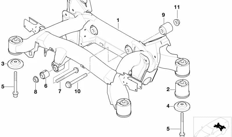 Suporte ao eixo traseiro para BMW 5 E39 Series (OEM 33311097250). BMW original