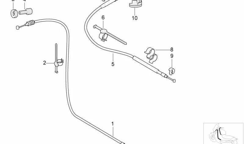 Cabo acelerador OEM 32737660040 para motocicletas BMW F 650 GS, F 650 CS, G 650 GS... e muito mais. Originais BMW Motorrad.