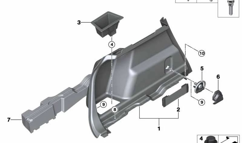 LEFT SIDE COATING OEM 5147472271 FOR BMW 2 Series F45, F45N. Original BMW piece.