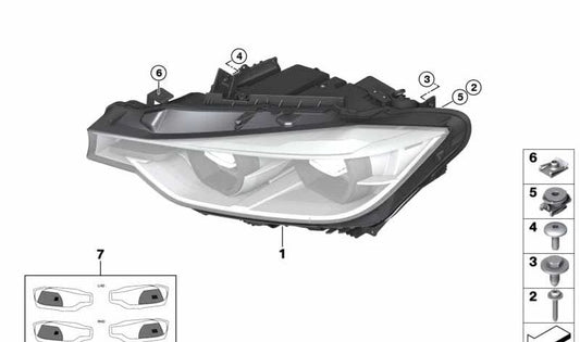 Faros LED derecho OEM 63118492472 para BMW F30 y F31. Original BMW.