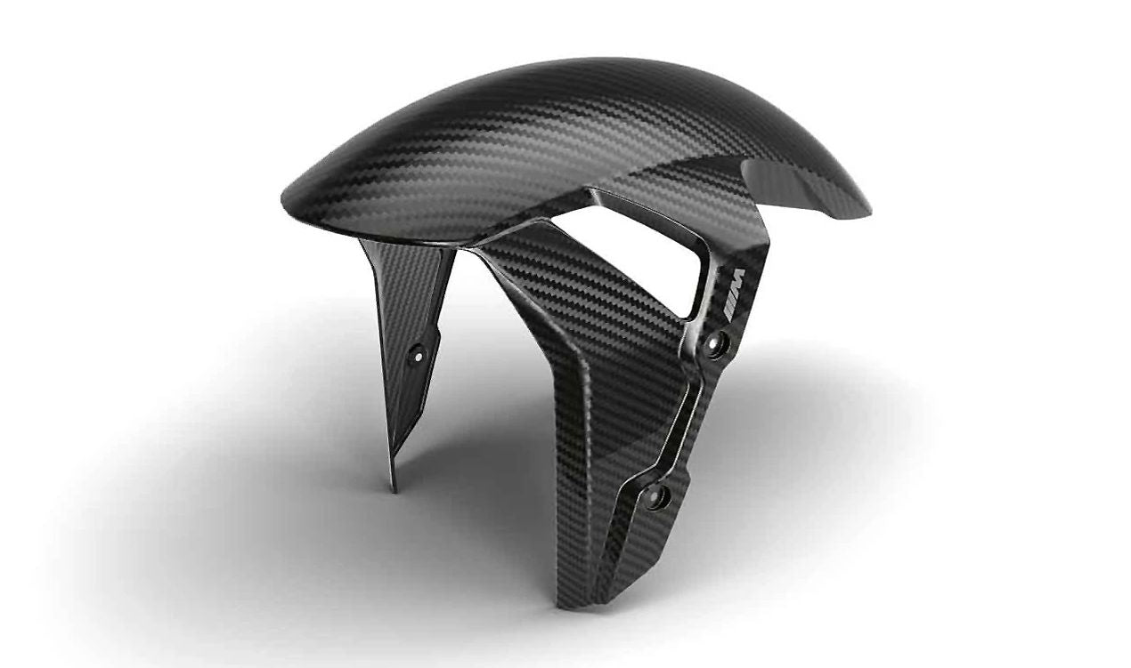 M Carbon Vorderradabdeckung OEM 77318404067 für BMW Motorräder K63 (S 1000 R), K67 (S 1000 RR), K66 (M 1000 RR), KM3 (M 1000 R). Original BMW Motorrad.