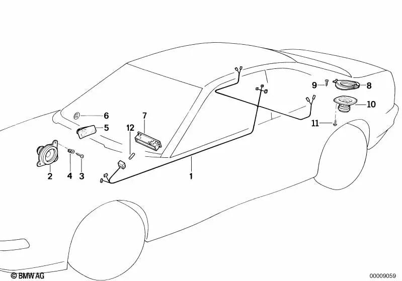 Left speaker for BMW 8 Series E31 (OEM 65131392343). Original BMW
