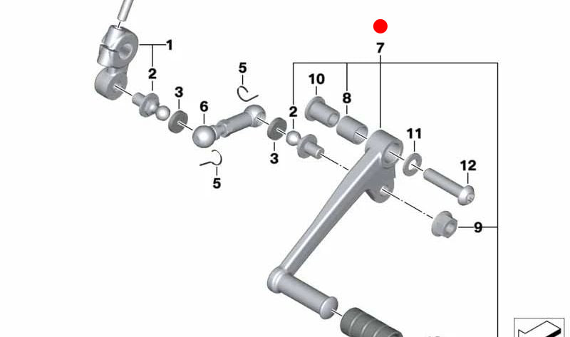 Palanca de cambio plata OEM 23417688853 para motos BMW F800GT, F800S, F800ST, F800R. Original BMW Motorrad.