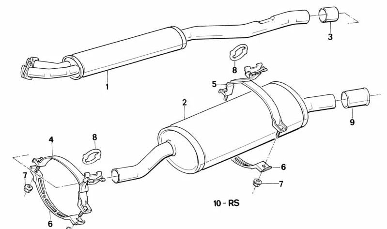 Abrazadera escape superior OEM 18211177595 para BMW E30 316i {AB11, AB12, AB21, AB22, AC11, AC12, AC21, AC22, AJ11, AJ12}. Pieza original BMW.