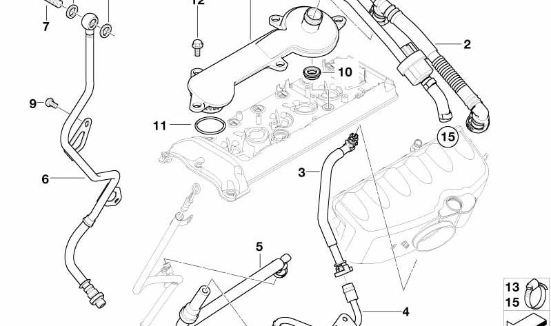 OEM Tuber -Tuberverildung 11157834056 für BMW E46, Z4 E85, Z4 E86. Kompatibel mit Motorbelüftungssystem. Originaler BMW -Ersatz.