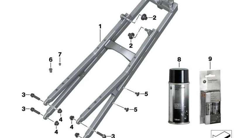 Subchasis trasero OEM 46518550381 para BMW Motorrad HP4, S1000RR (2009-2014). Pieza original BMW Motorrad.