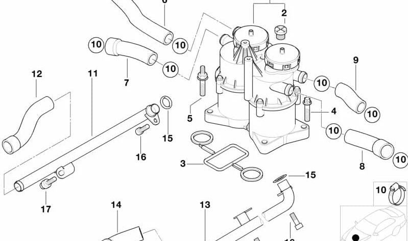 Tube de ventilation OEM 11152248397 pour BMW E38 740D et E65 740D. BMW d'origine.