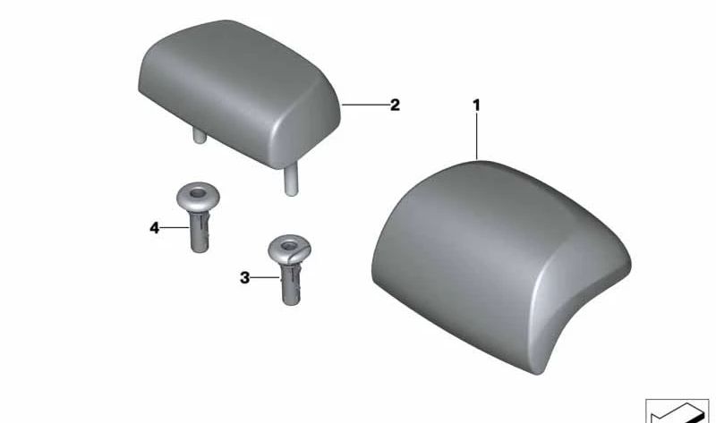 Guía soporte reposacabezas central bloqueable OEM 52207142270 para BMW E81, E87, E90, E91, F10, F11, F18, F25, F15, F85, F16, F86. Original BMW.