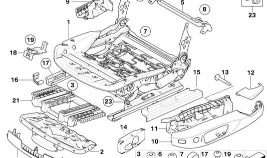 Mechanismus des linken elektrischen Sitzes für die BMW Serie 1 E81, E82, Serie 3 E92 (OEM 52107274465). Original BMW
