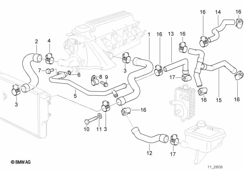 Wasserschlauch für BMW E36 (OEM 11532245505). Original BMW.