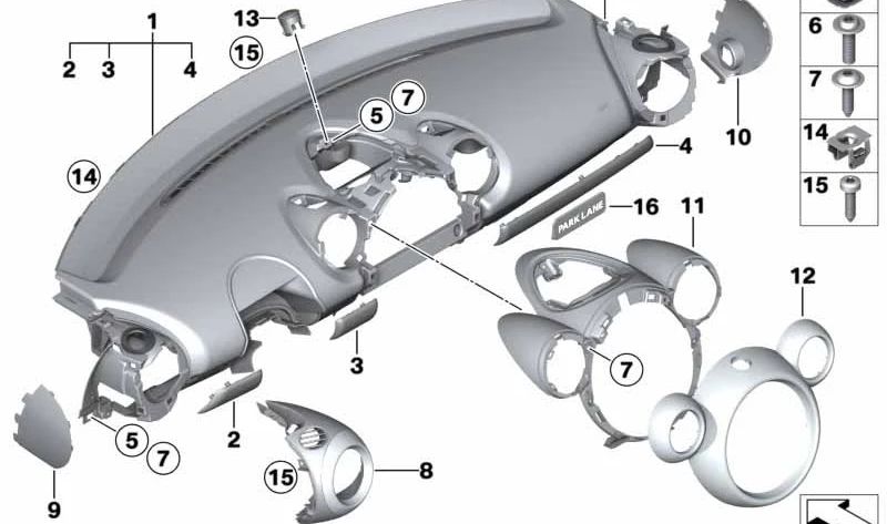 Anhracite OEM Orno Ring 51459804584 pour Mini Cooper S et Cooper S All4 R60 Series. Mini d'origine.