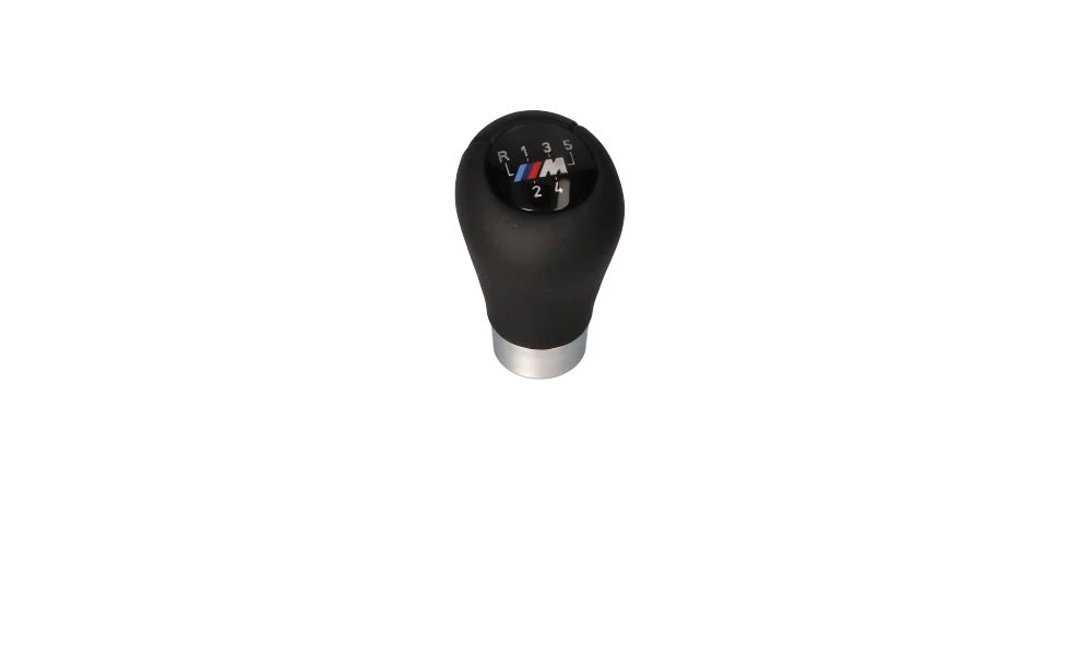 Pomo de cambio de marchas en cuero con placa M/5 velocidades OEM 25117896031 para BMW Serie 3 E46. Original BMW.