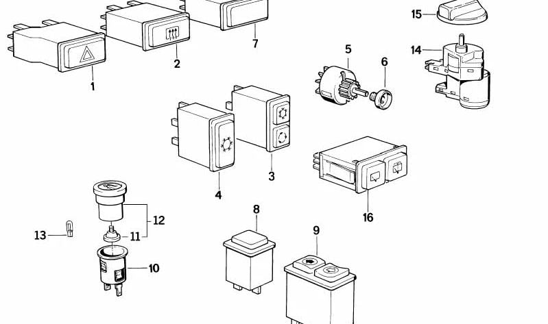 Interruptor techo solar OEM 61311381204 para BMW E30, E24. Compatible con modelos 316i, 316, versiones manual y automático. Original BMW.
