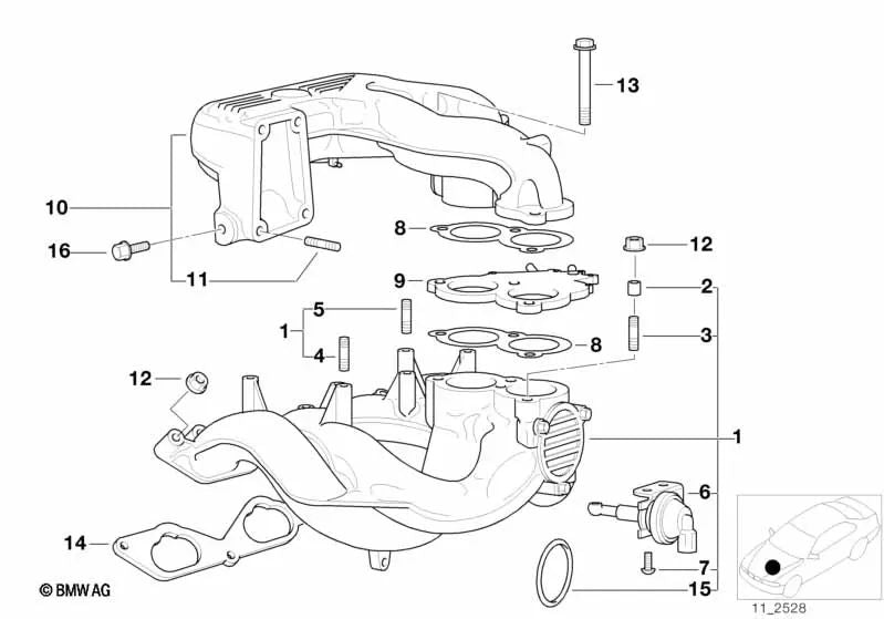 Carte métallique pour BMW E36, E34 (OEM 11611739545). BMW d'origine