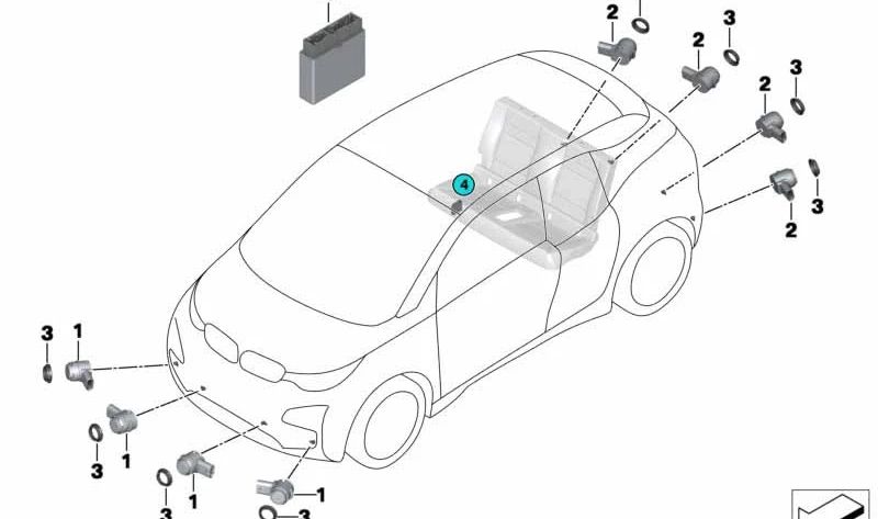 Sensor de ultrasonidos PDC plata Ionic OEM 66209302569 para BMW i3 I01, i8 Coupé I12, i8 Roadster I15... y más. Original BMW