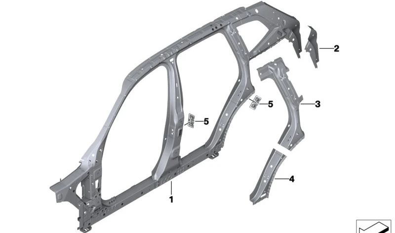Colonna sinistra Drumn D OEM 41007493967 per BMW X3 G01, G01N, F97, F97N, G08, G08E, G08F, G08N. BMW originale di telaio BMW.