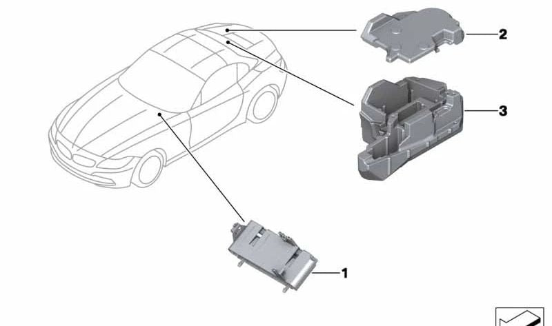 Tapa soporte módulo maletero OEM 61359176738 para BMW Z4 E89 sDrive18i, sDrive20i, sDrive23i. Compatible con modelos con cambio manual y automático. Original BMW.