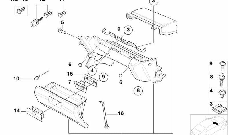 OM 51168410477 Glovers abbelliti per la BMW E46. BMW originale.