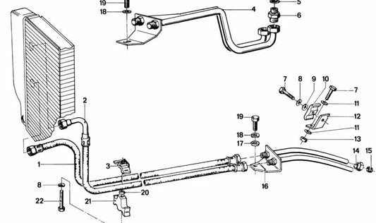 Oil Line Bracket for BMW 5 Series E12, 6 Series E24 (OEM 17221108416). Original BMW.
