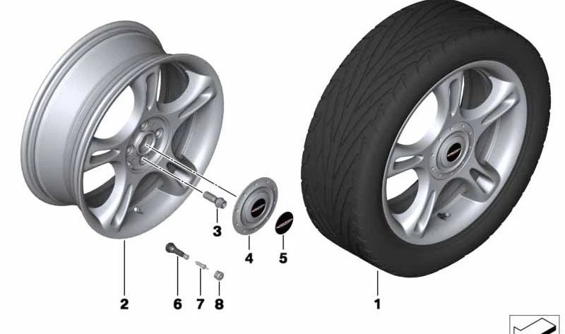 Tapacubo embellecedor de llanta en color plata OEM 36136779555 para MINI R50, R52, R53, R55, R56, R57, R58, R59, 2000, 2002, 3/20. Original MINI.