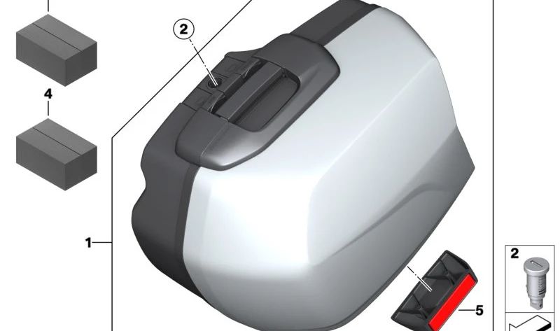 Maleta lateral izquierda (Tourenkoffer) OEM 77419457323 para BMW Motorrad R1200GS (K50), R1200GS Adventure (K51), R1250GS (K50), R1250GS Adventure (K51). Original BMW Motorrad.