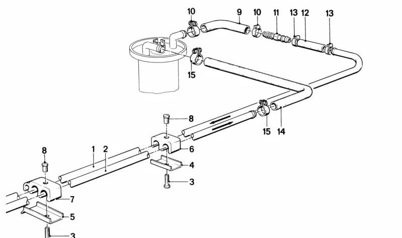 Tubo de alimentación de gasoil OEM 16121177087 para BMW E28 524 TD y 524d. Original BMW.