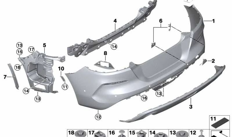 Rear bumper apron for BMW Z4 G29 (OEM 51129465217). Original BMW