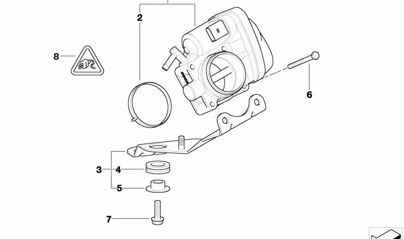 Tubo de la válvula de estrangulación OEM 13541503358 para MINI Cooper S, Cooper S JCW GP, R52, R53. Original MINI.