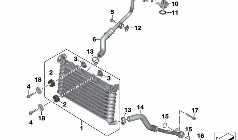 Adaptador tubería radiador de aceite OEM 17228548197 para motos BMW R nineT, R nineT Pure, Scrambler, Racer, Urban G/S. Original BMW Motorrad.
