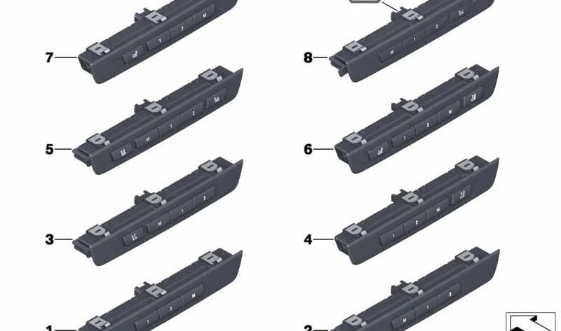 Mando de control funciones extra de asiento OEM 61319361190 para BMW F07, F10, F11, F18, F01, F02, F03, F04. Original BMW.