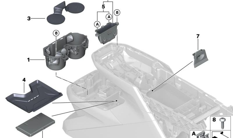 Alfombrilla antideslizante para hueco consola central OEM 51169462665 para BMW iX (I20). Pieza original BMW.