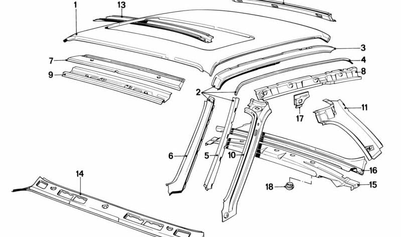 OEM 41321913783 Cadre de fenêtre gauche pour BMW E30 (316i M10 / M40, manuel et automatique, toutes les années compatibles). BMW d'origine.