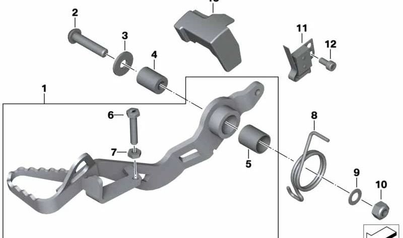 Pedal de freno trasero OEM 35217673168 para BMW Motorrad R 1200 GS (RK25) 2003-2007. Repuesto original BMW Motorrad.