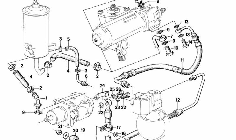 Manguera de presión OEM 32411124713 para BMW E23 (Serie 7). Original BMW.