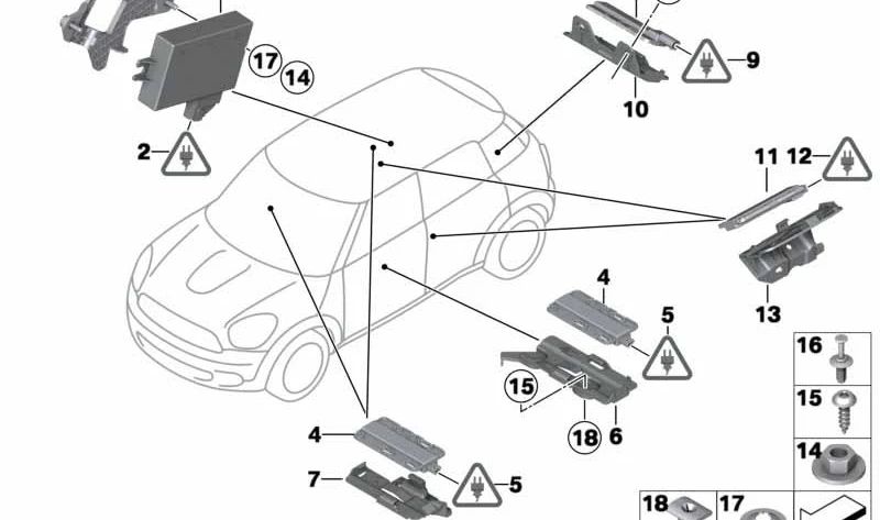 Soporte antena exterior OEM 66102755098 para MINI Clubman R55, R55 LCI. Original MINI.