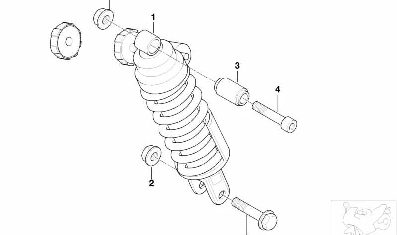 Molla ammortizzatore sportivo posteriore OEM 33537687186 per BMW Motorrad R1100S, R1100RS. BMW Motorrad originale.