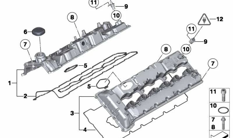 Testa di cilindri del motore (cilindri 7-12) OEM 11127587742 per BMW F01, F01N, F02, F02N. BMW originale.