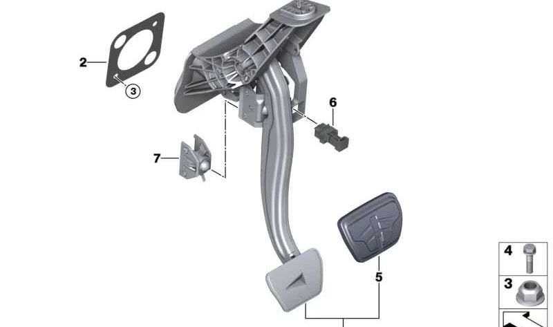 Complete foot lever system for BMW 6 Series G32, G32N (OEM 35006872450). Original BMW.