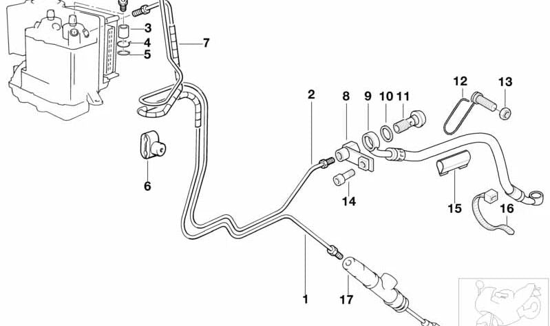 Portamanga de freno delantero OEM 34322335605 para motos BMW R1100S, R1100RS (259). Original BMW Motorrad.