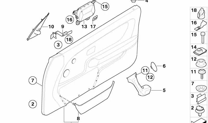 Rechte Türbeutel für BMW 3 E36 -Serie (OEM 51478190328). Original BMW