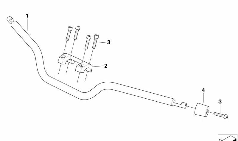 Manillar de tubo OEM 32717729185 para motos BMW R1200R K27 (12/2009 - 07/2014). Original BMW Motorrad.