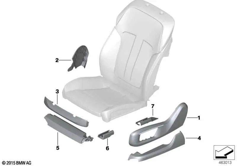 Moldura asiento exterior izquierdo OEM 52107990409 para BMW Serie 7 G11, G12, G11 LCI, G12 LCI. Original BMW.